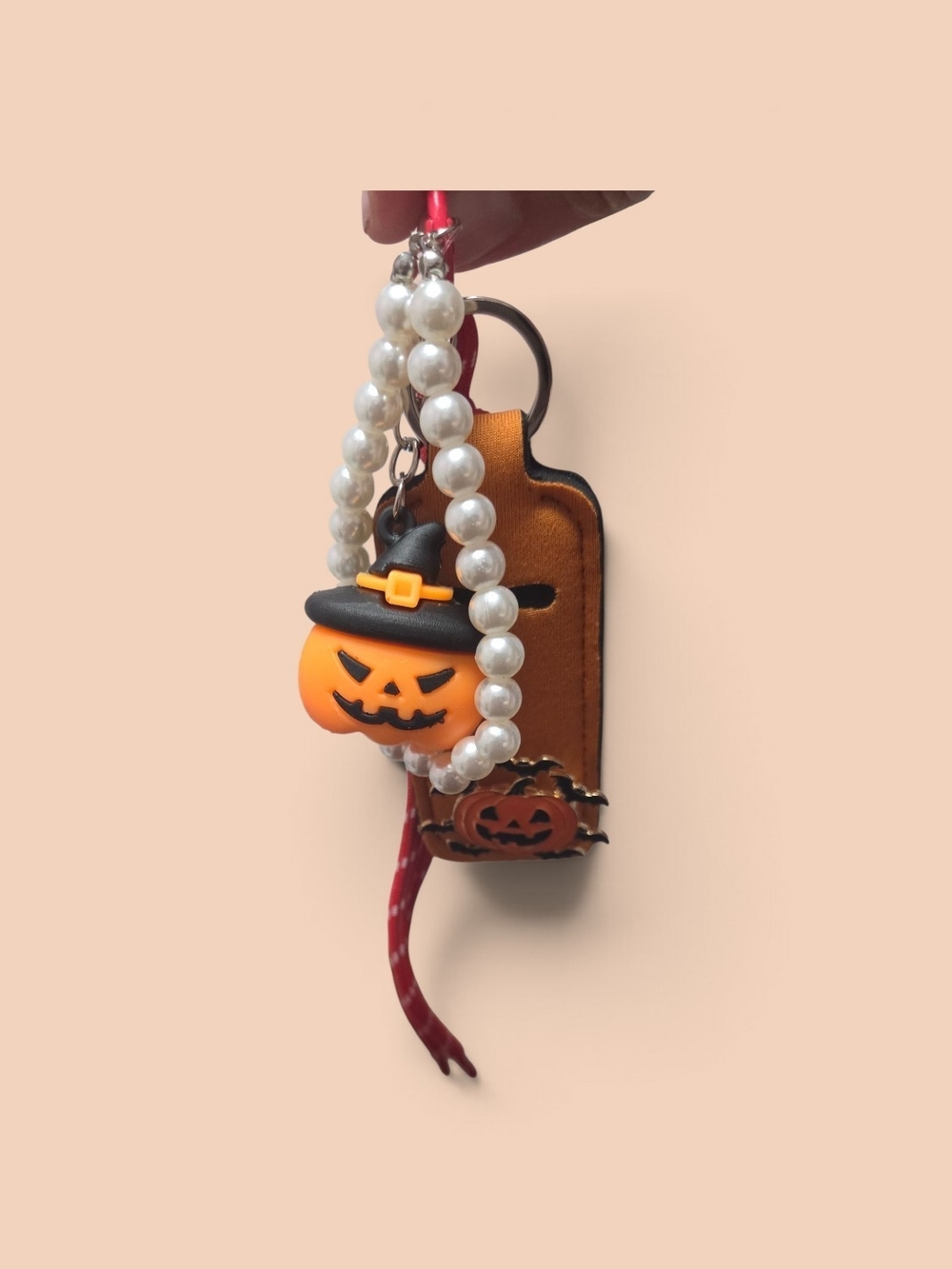 Halloween Pumpkin Pearl Charm Keychain
